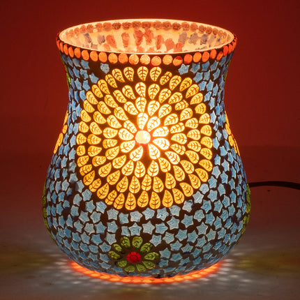 Mozaïeklamp - blauw - tafellamp  18 cm