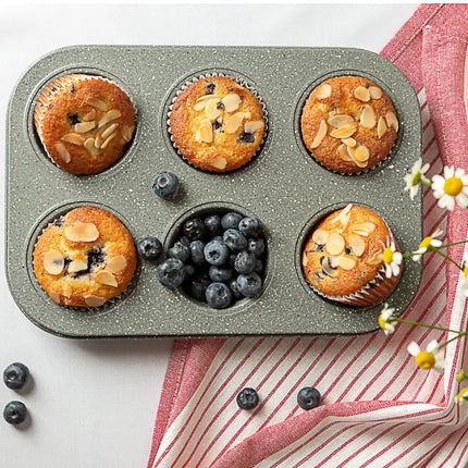Muffinvorm voor 6 muffins 26.5x18cm, antiaanbaklaag "graniet"