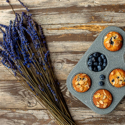 Muffinvorm voor 6 muffins 26.5x18cm, antiaanbaklaag "graniet"