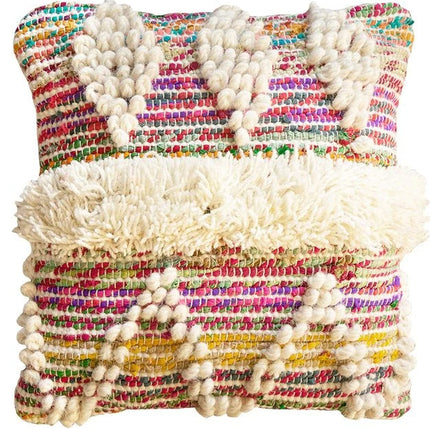 Wit/multi-gerecycled garen kussenhoes