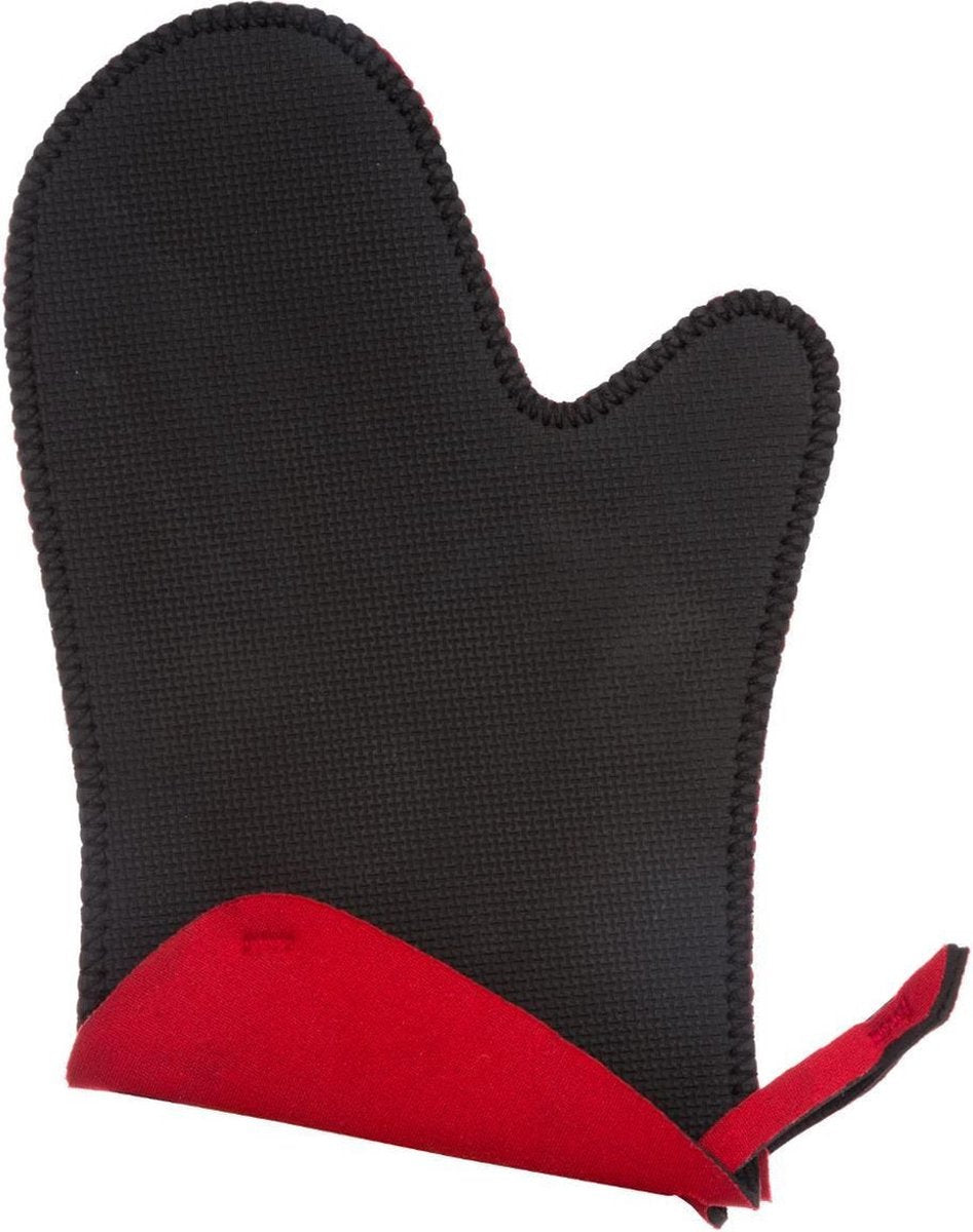 Neoprene oven mitt/oven glove black/red 17.5 x 27.5 cm - Potholder - Kitchen glove
