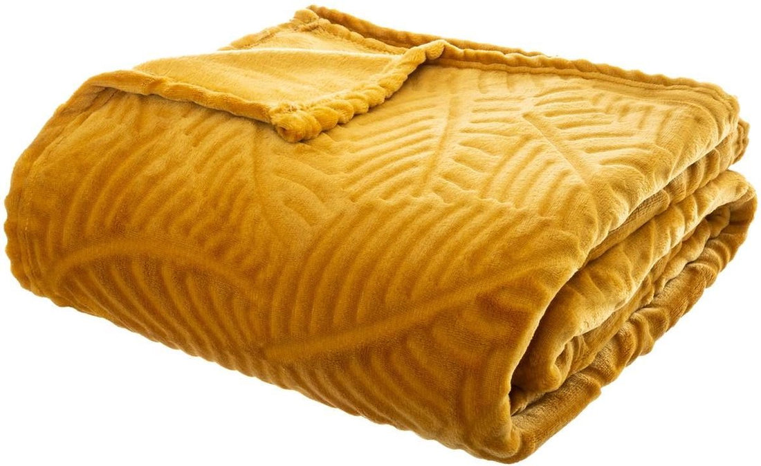 Flannel Blanket - 220x240 cm - Ochre Yellow throw