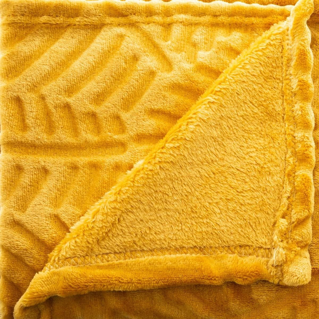 Flannel Blanket - 220x240 cm - Ochre Yellow throw