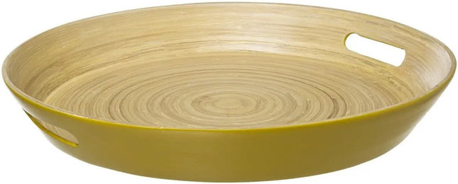 Dienblad - serveerblad rond D42 cm bamboe met handvaten