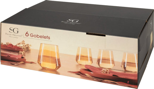 Secret de Gourmet Olga waterglazen 45cl - Set van 6 - Amber