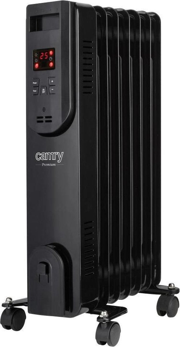 CAMRY CR 7812 - Electric Oil-Filled Radiator on Wheels - With Remote Control and Thermostat - 1500 W black
