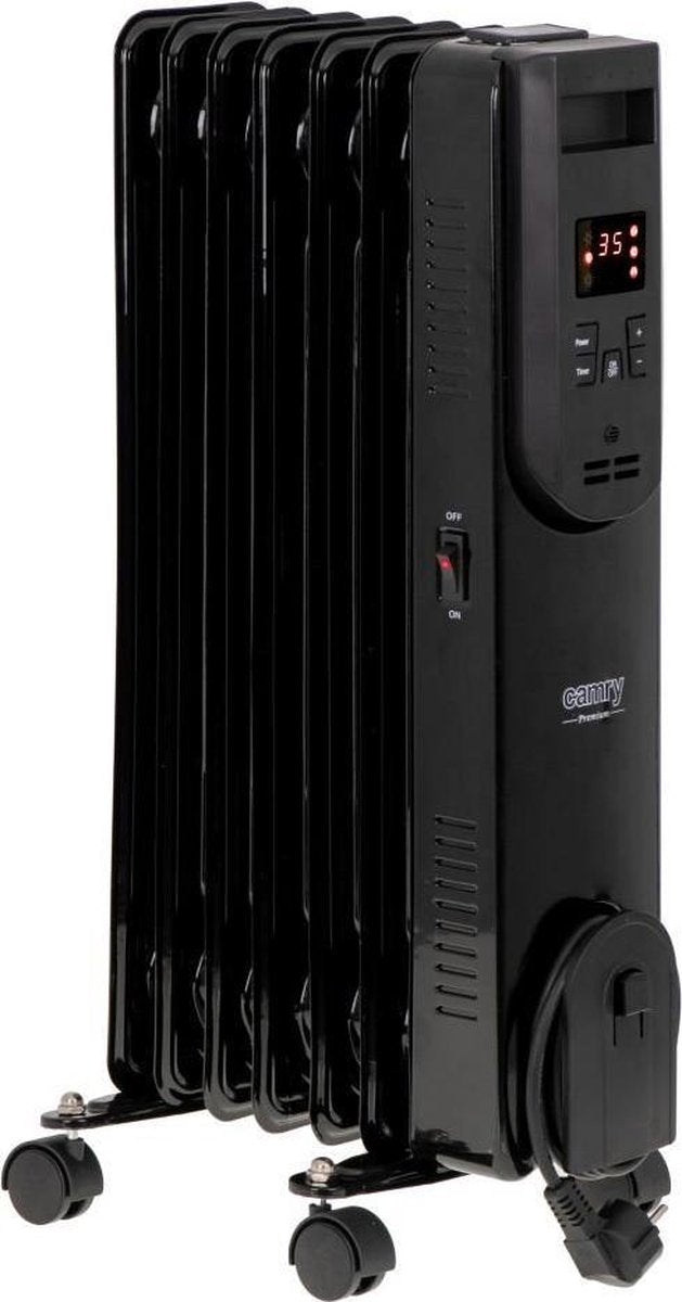CAMRY CR 7812 - Electric Oil-Filled Radiator on Wheels - With Remote Control and Thermostat - 1500 W black