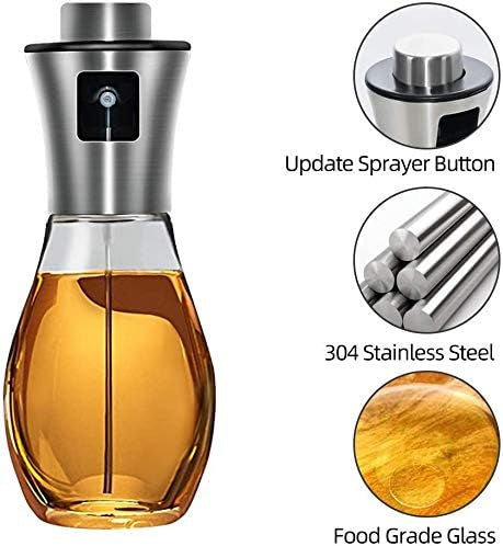 Set of 2 Olive Oil Sprayer - Oil Diffuser Oil Pump Baking Spray - Stainless Steel – Refillable 200 ml