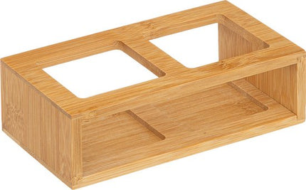 Olijfolieflessen in bamboe houder