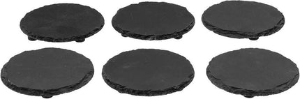 Secret de Gourmet Glasonderzetters - in rekje - 6ST - antraciet - leisteen - 10 cm