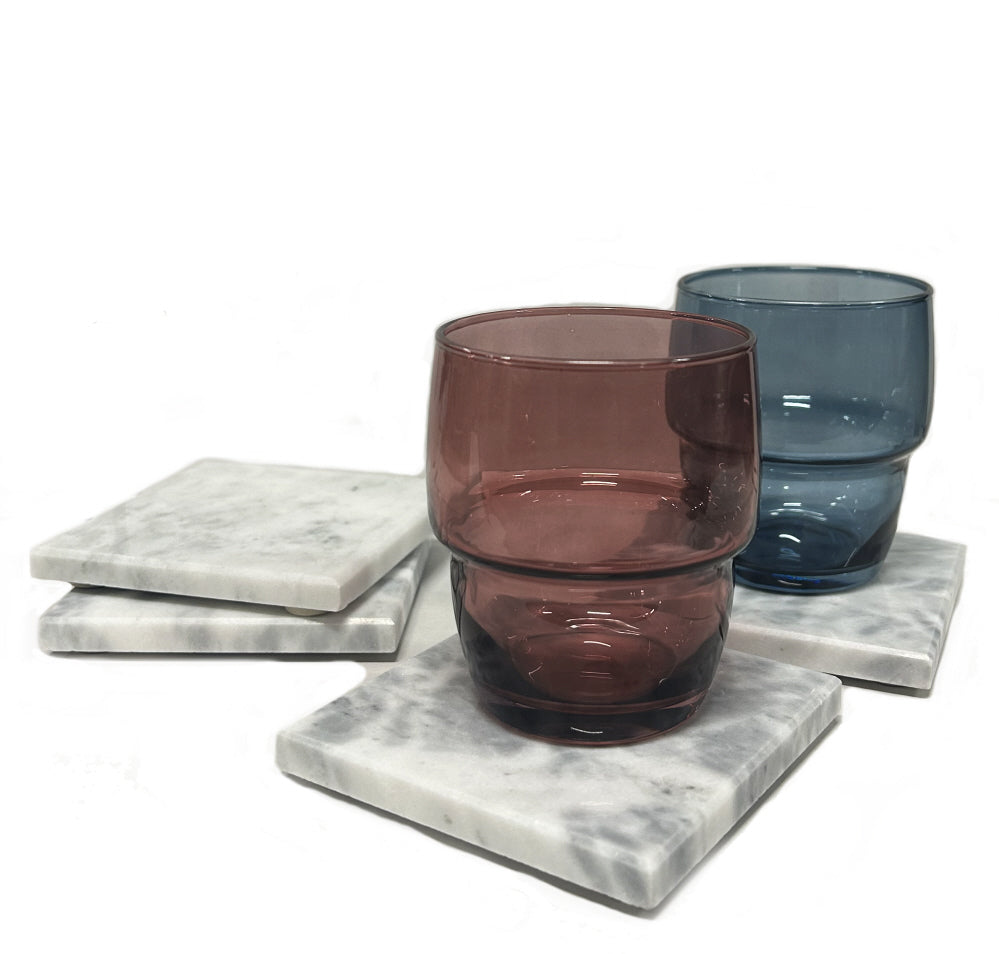 Marble coasters for glasses - 4 pcs. White