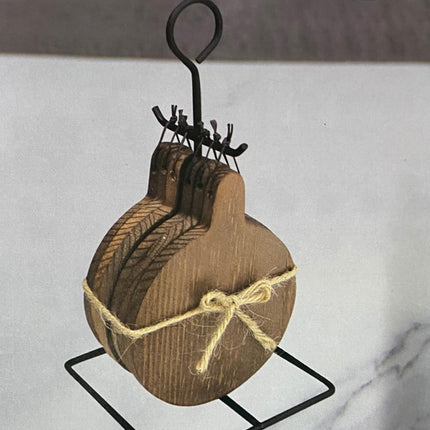 Onderzetters naturel hout op standaard