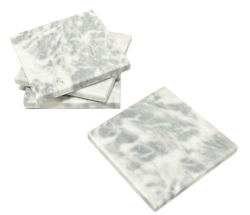 Marble coasters for glasses - 4 pcs. White