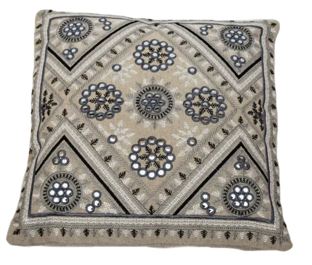Oosterse sierkussens embroidery Mirror grijs 50x50