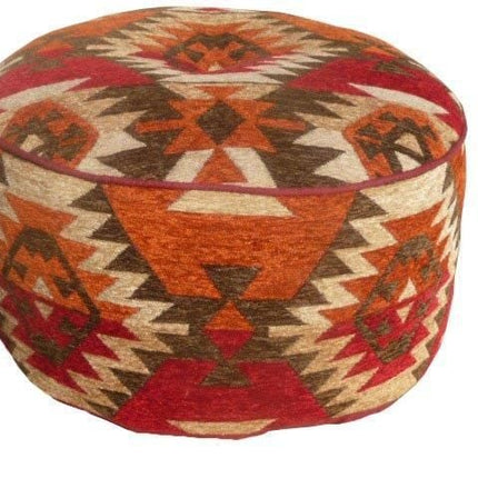 Oosterse poef rond kelim design red -   Ø 50 cm - 25 cm.