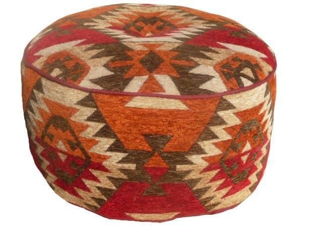 Oriental pouf round kilim design red - Ø 50 cm - 25 cm.