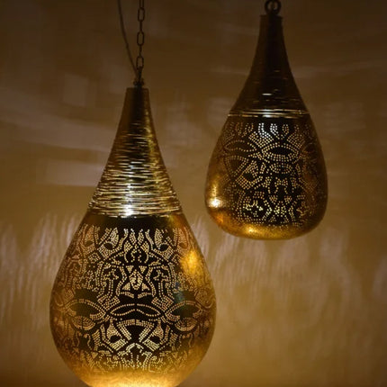Oosterse filigrain design hanglamp druppel & draad Vintage Goud
