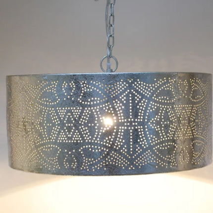 Oosterse filigrain hanglamp cilinder bladzilver