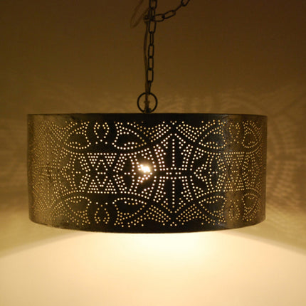Oosterse filigrain hanglamp cilinder bladzilver