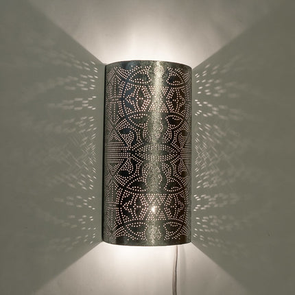 Oosterse filigrain wandlamp half cilinder zilver