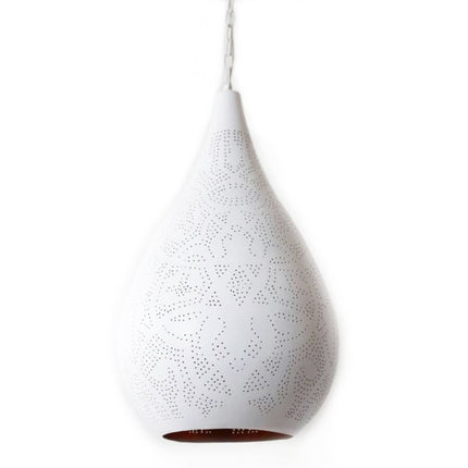 Oosterse filigrain hanglamp druppel wit/goud
