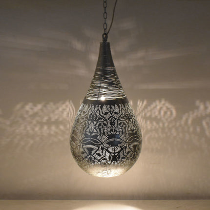 Oosterse filigrain design hanglamp druppel & draad Vintage zilver