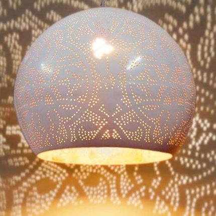 Oosterse hanglamp filigrain stijl - open - wit/goud
