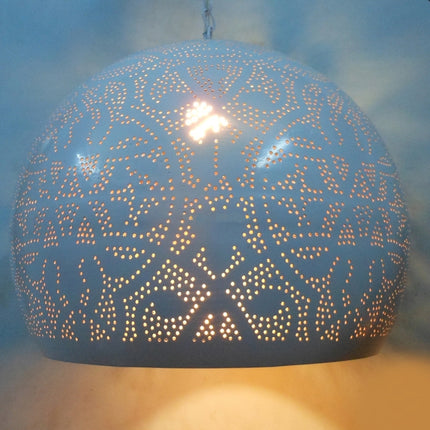 Oosterse hanglamp filigrain stijl - open - wit/goud
