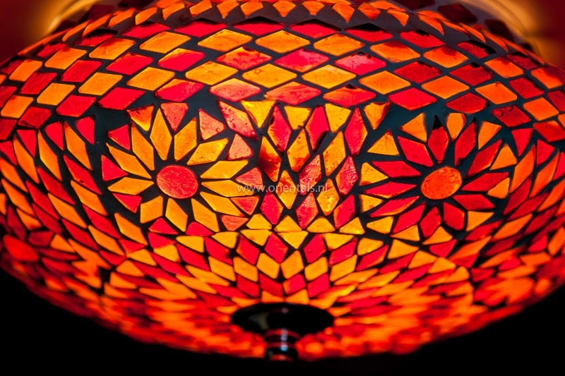 Plafonnier mosaïque oriental rouge-orangé Ø 24 cm