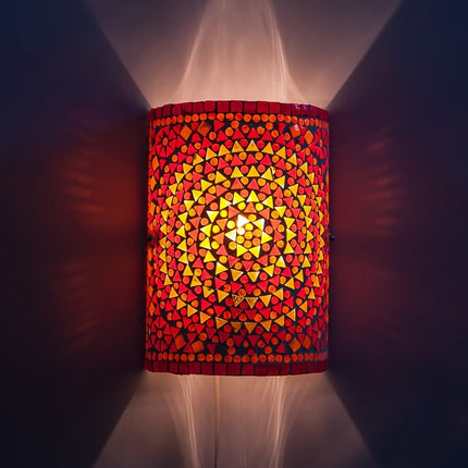 Oosterse wandlamp mozaïek - cilinder