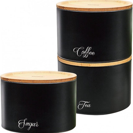 Opbergblikken - thee, suiker en koffie - zwart