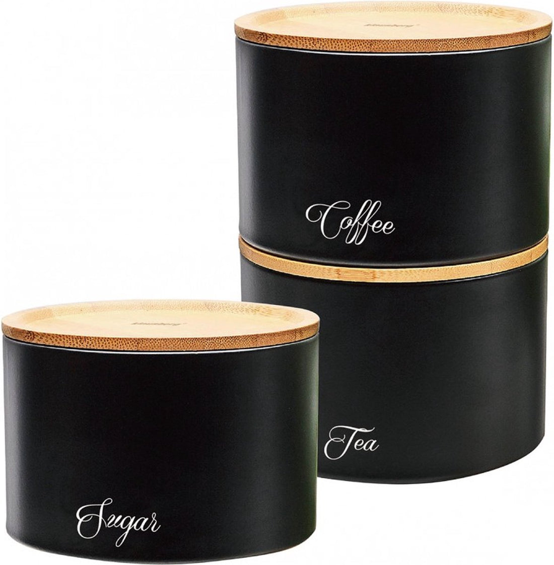 Storage tins - tea, sugar and coffee - black