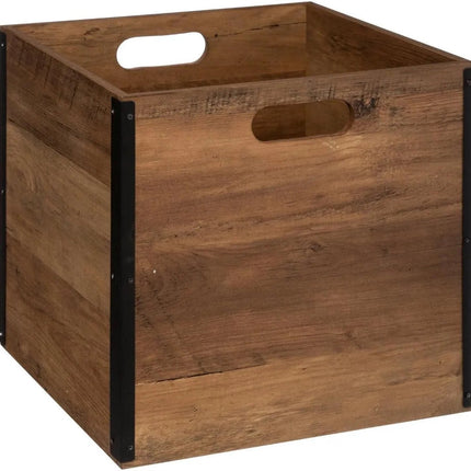 Opbergmand/kastmand 29 liter donker bruin van hout 31 x 31 x 31 cm - Opbergboxen - Vakkenkast manden