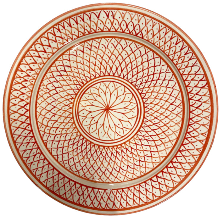 Plat marocain blanc-brun orangé 35 cm