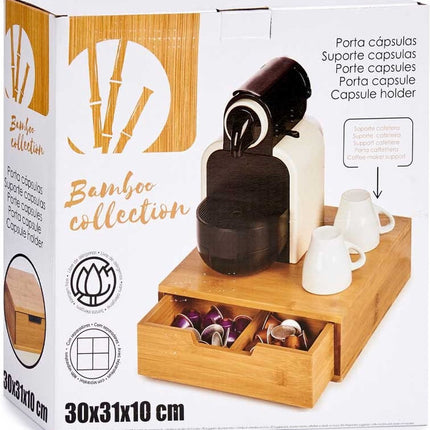 Capsule Organiser Holder Coffee-maker Bamboo (31 x 10 x 30 cm)