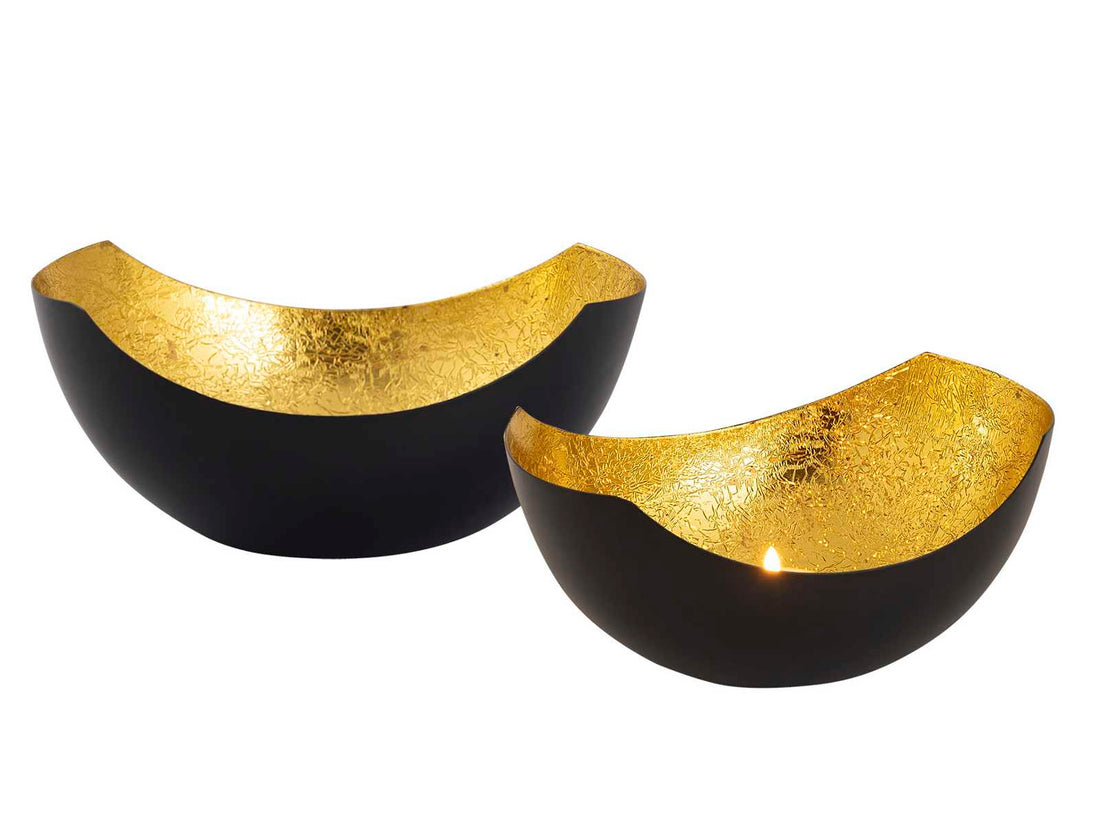Oriental Candle Holder Set, 2-piece Love bowl shape