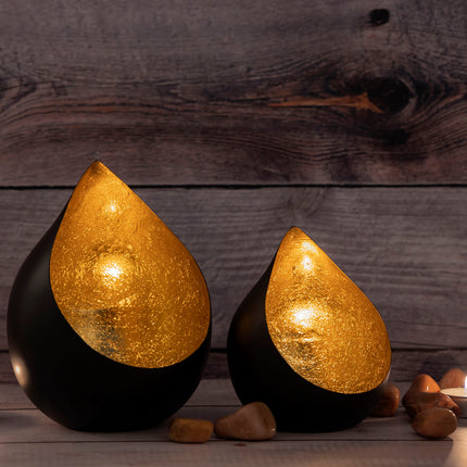 Oriëntaalse metalen theelichthouder druppel Goud - Set 2 stuks
