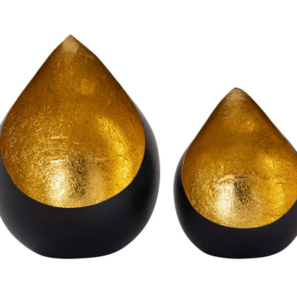 Oriëntaalse metalen theelichthouder druppel Goud - Set 2 stuks