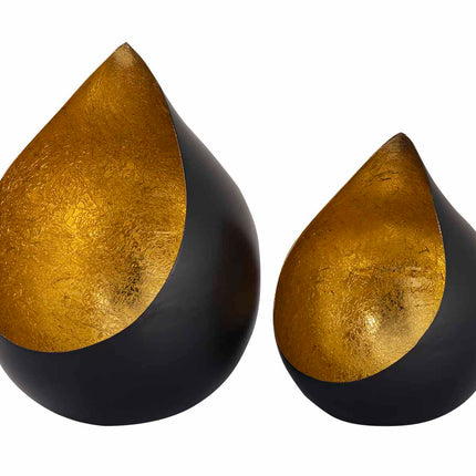 Oriëntaalse metalen theelichthouder druppel Goud - Set 2 stuks