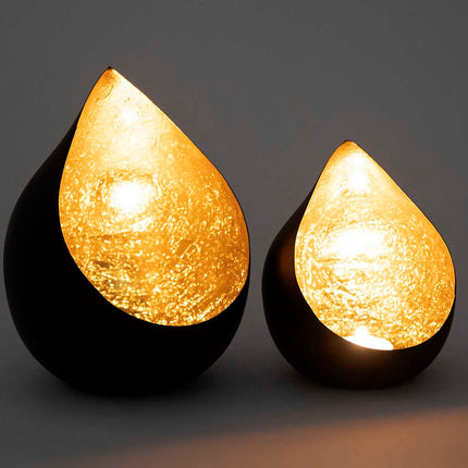 Oriëntaalse metalen theelichthouder druppel Goud - Set 2 stuks