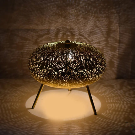 Oriëntaalse tafellamp filigrain style ufo - vintage gold