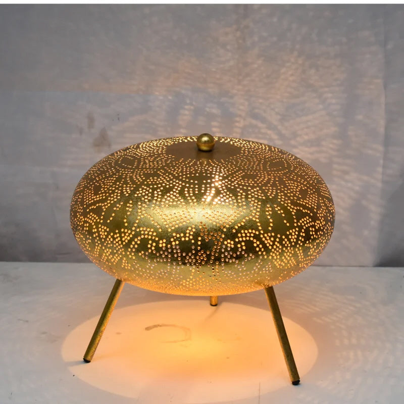 Oriëntaalse tafellamp filigrain ufo – vintage goud, Ø 26 cm, E14
