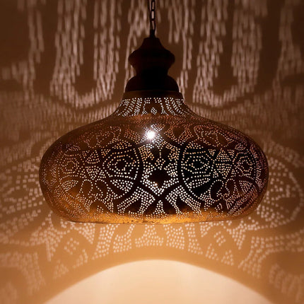 Orientaalse hanglamp filigrain style - vintage goud