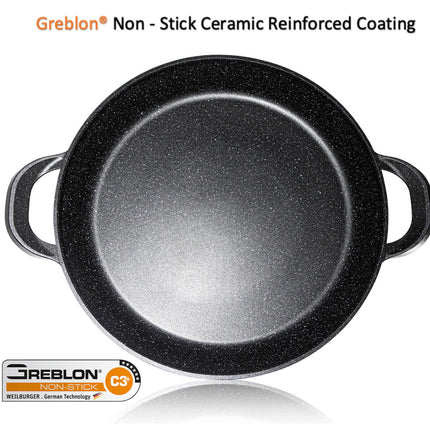Paella Pan blauw- Marmer coating - ook voor Inductie