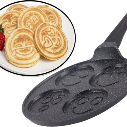 Crêpemaker - Pancake Maker 4 kop smily marmeren anti aanbaklaag