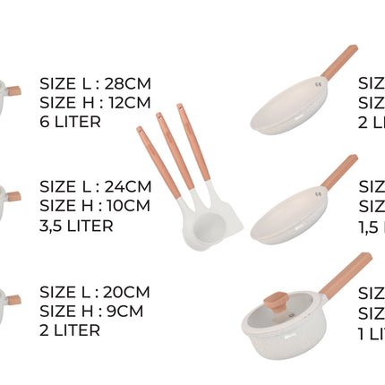 13 delige pannenset - Graniet, anti-aanbaklaag - Ergonomische Koudgrepen -  Alle Warmtebronnen -  kookgerei set met braadpan, soeppan steelpan