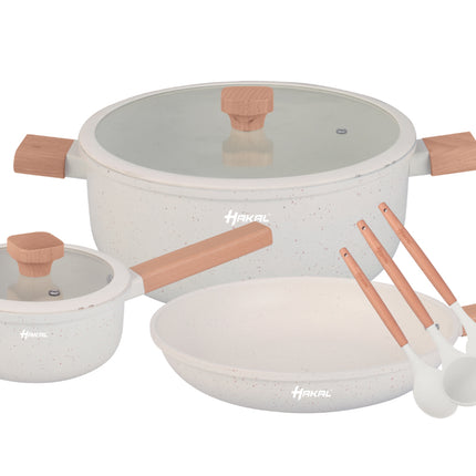 13 delige pannenset - Graniet, anti-aanbaklaag - Ergonomische Koudgrepen -  Alle Warmtebronnen -  kookgerei set met braadpan, soeppan steelpan