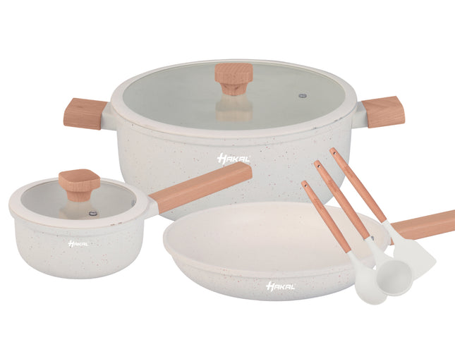 13 delige pannenset - Graniet, anti-aanbaklaag - Ergonomische Koudgrepen -  Alle Warmtebronnen -  kookgerei set met braadpan, soeppan steelpan