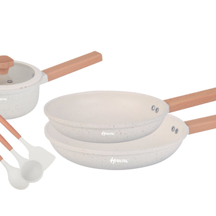13 delige pannenset - Graniet, anti-aanbaklaag - Ergonomische Koudgrepen -  Alle Warmtebronnen -  kookgerei set met braadpan, soeppan steelpan