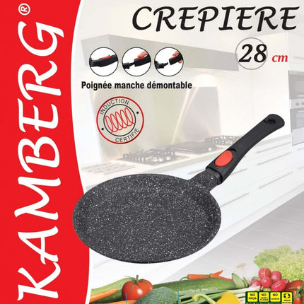 Pannenkoekenpan - 28 cm - gegoten aluminium - Marmeren coating - PFAS-vrij - KAMBERG®